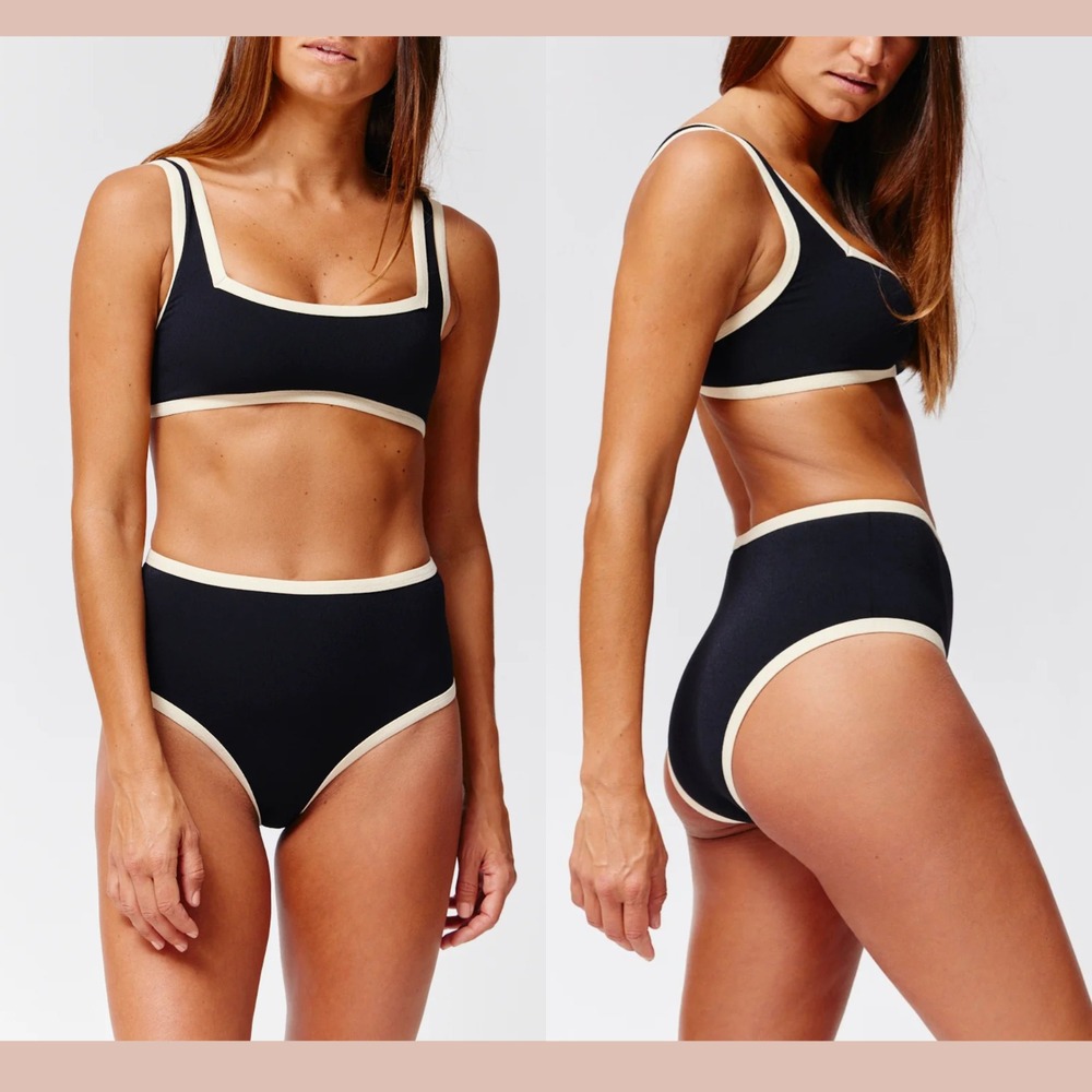 NEW $435 Lisa Marie Fernandez [SZ 3 ] Sailor Square Top + High Waist Bikini 6933